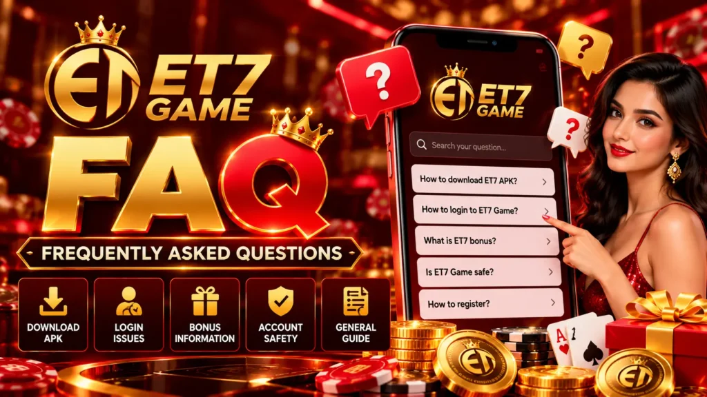 ET7 Game FAQ guide for APK downloads, login issues, bonus information and account safety