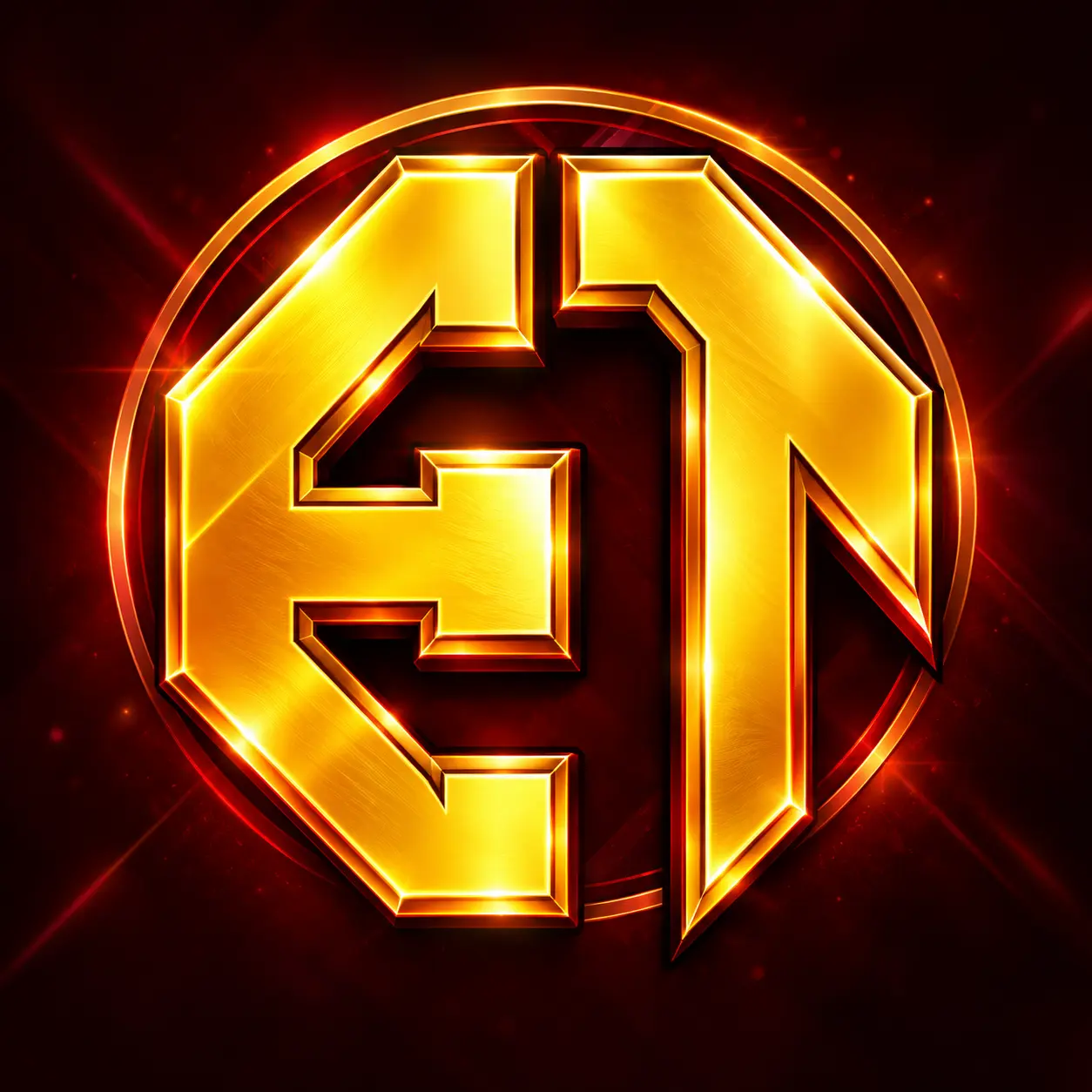 ET7 Game gold metallic logo on a dark red background